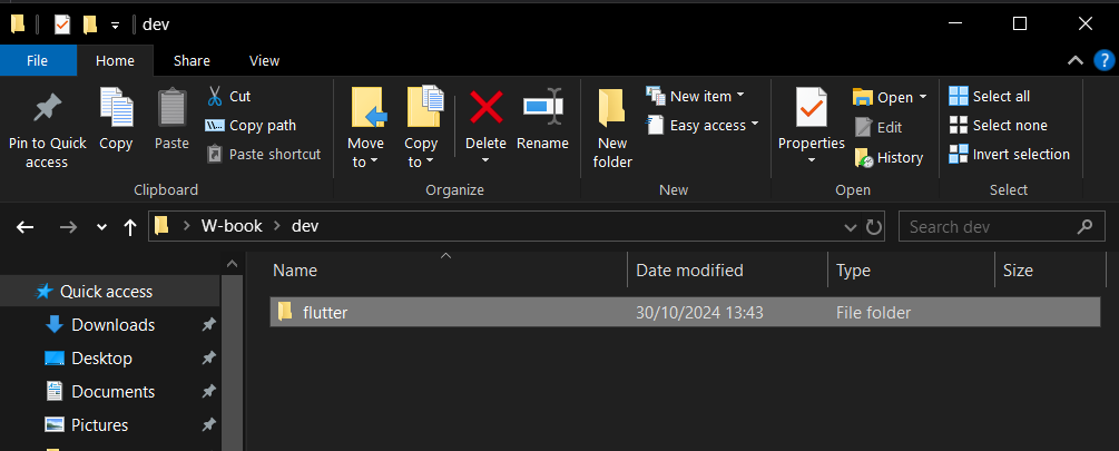 Penempatan folder flutter