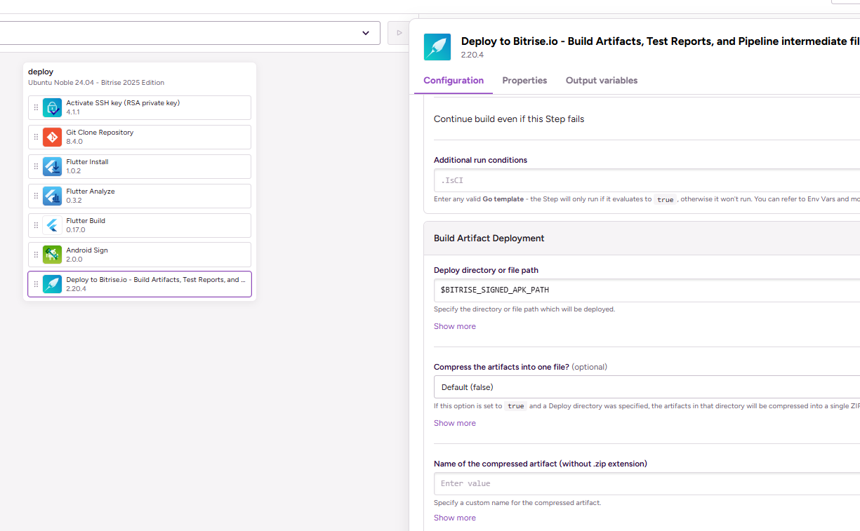 Deploy Step Configuration