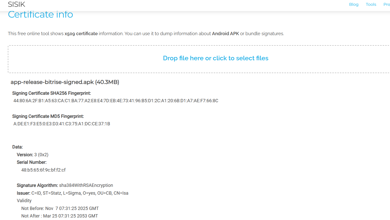 Certificate Verification Results