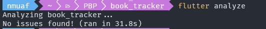 Hasil menjalankan perintah flutter analyze